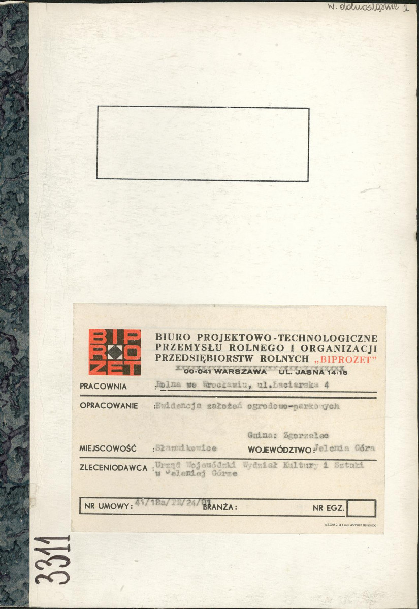 EP - Ewidencja parkowa, skan nr 1