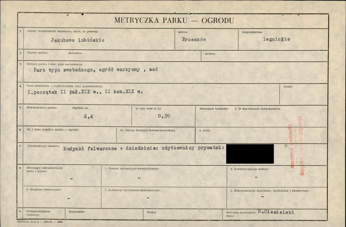 EP - Ewidencja parkowa, skan nr 5