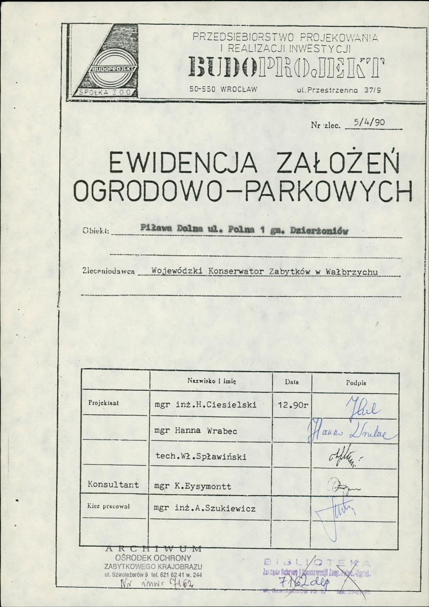 Ewidencja parkowa, skan nr 4