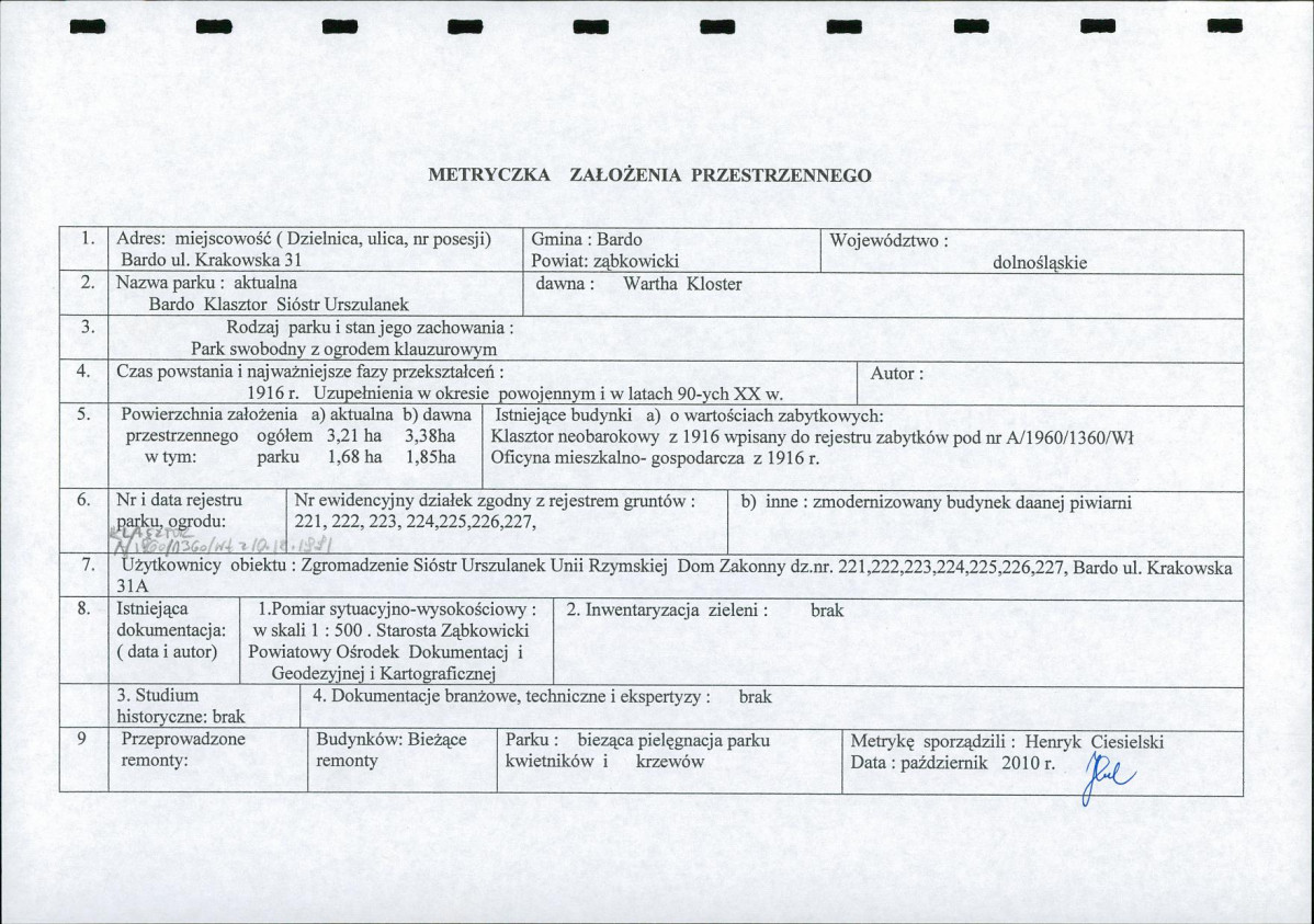EP - Ewidencja parkowa, skan nr 2