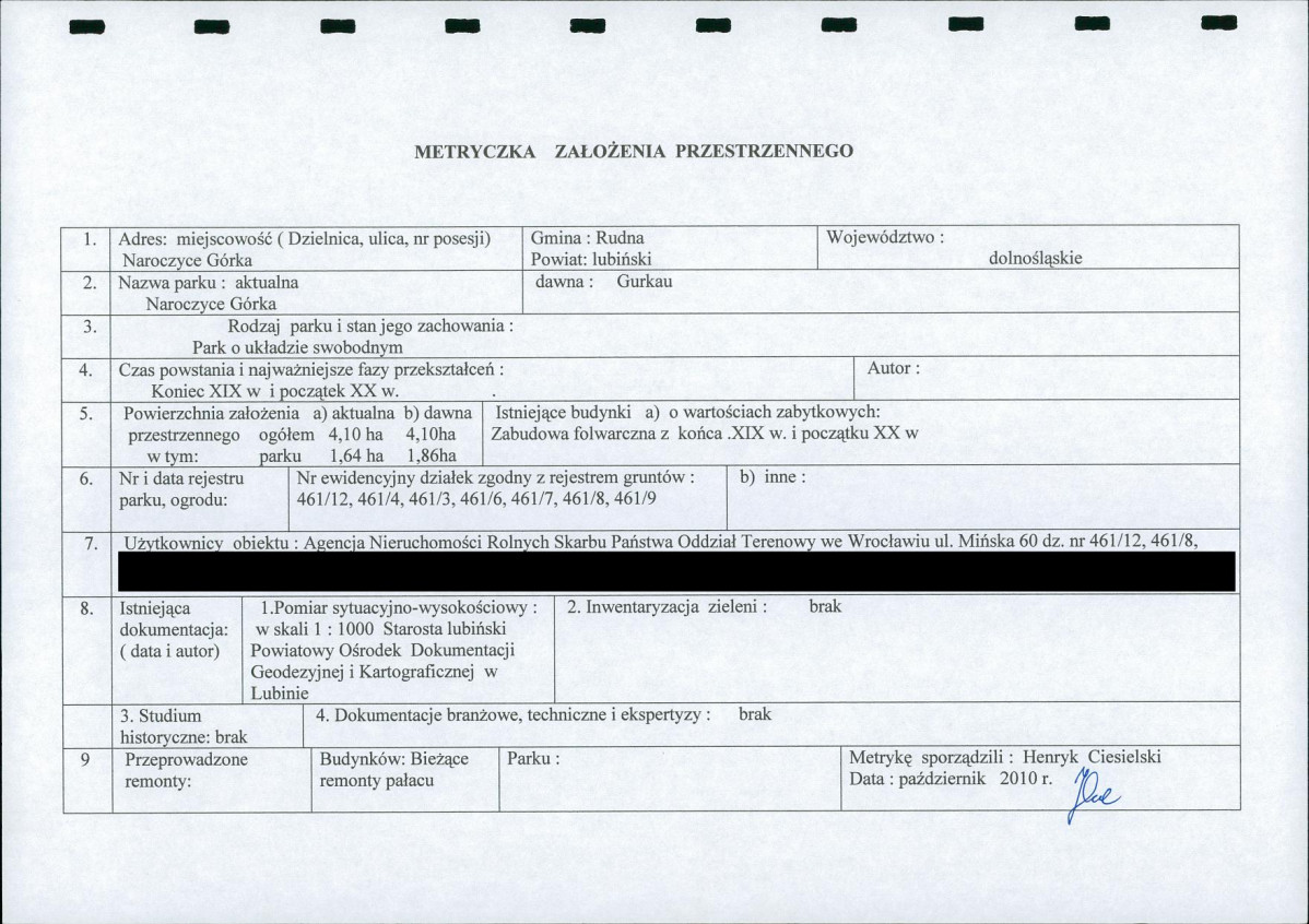 EP - Ewidencja parkowa, skan nr 2
