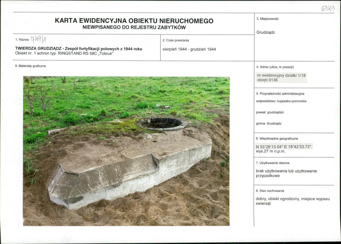 KEZN - Karta obiektu niewpisanego do rejestru, skan nr 1