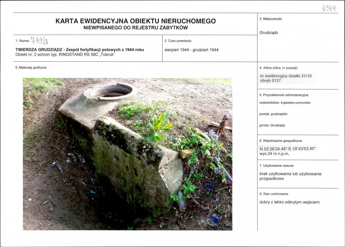 KEZN - Karta obiektu niewpisanego do rejestru, skan nr 1