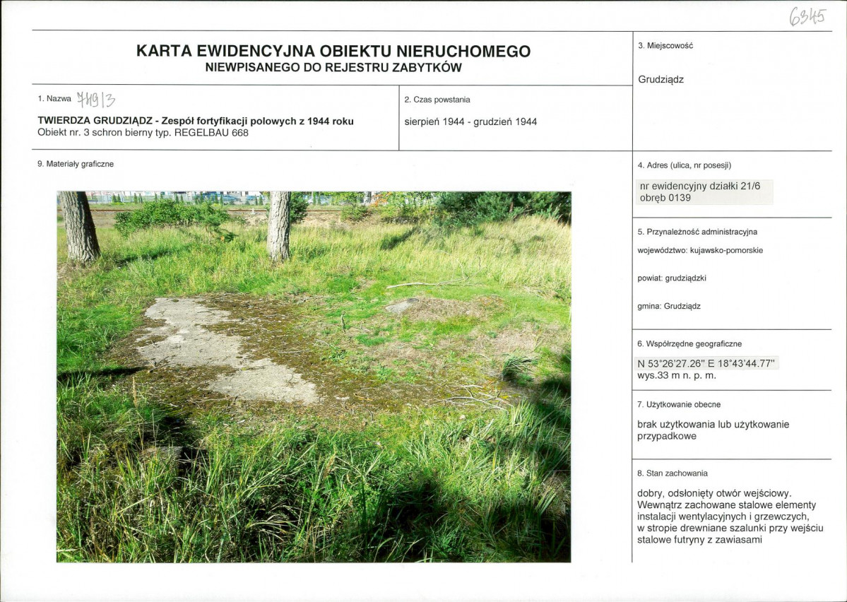 KEZN - Karta obiektu niewpisanego do rejestru, skan nr 1