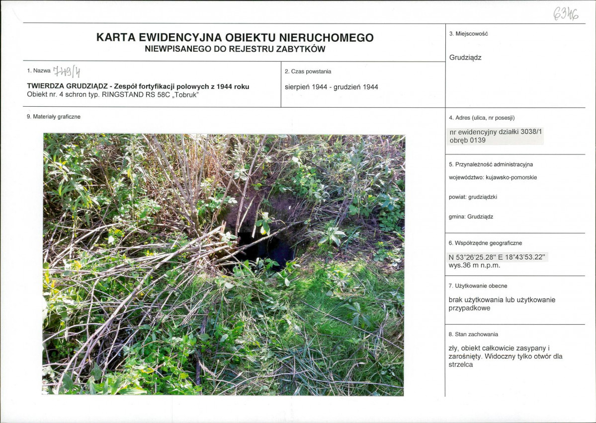 KEZN - Karta obiektu niewpisanego do rejestru, skan nr 1