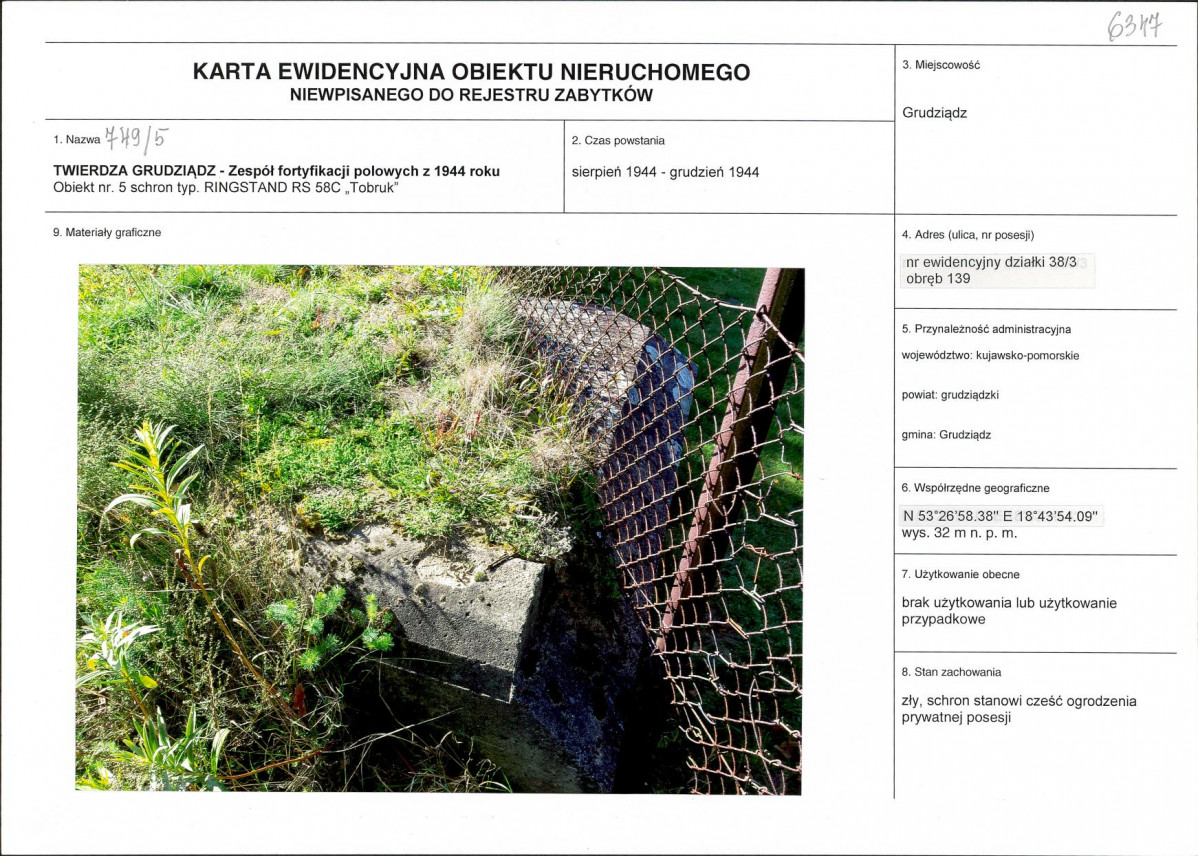 KEZN - Karta obiektu niewpisanego do rejestru, skan nr 1