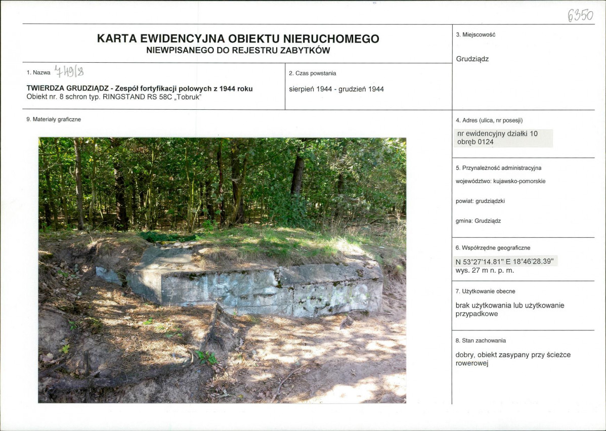 KEZN - Karta obiektu niewpisanego do rejestru, skan nr 1