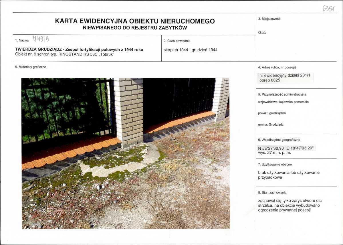 KEZN - Karta obiektu niewpisanego do rejestru, skan nr 1