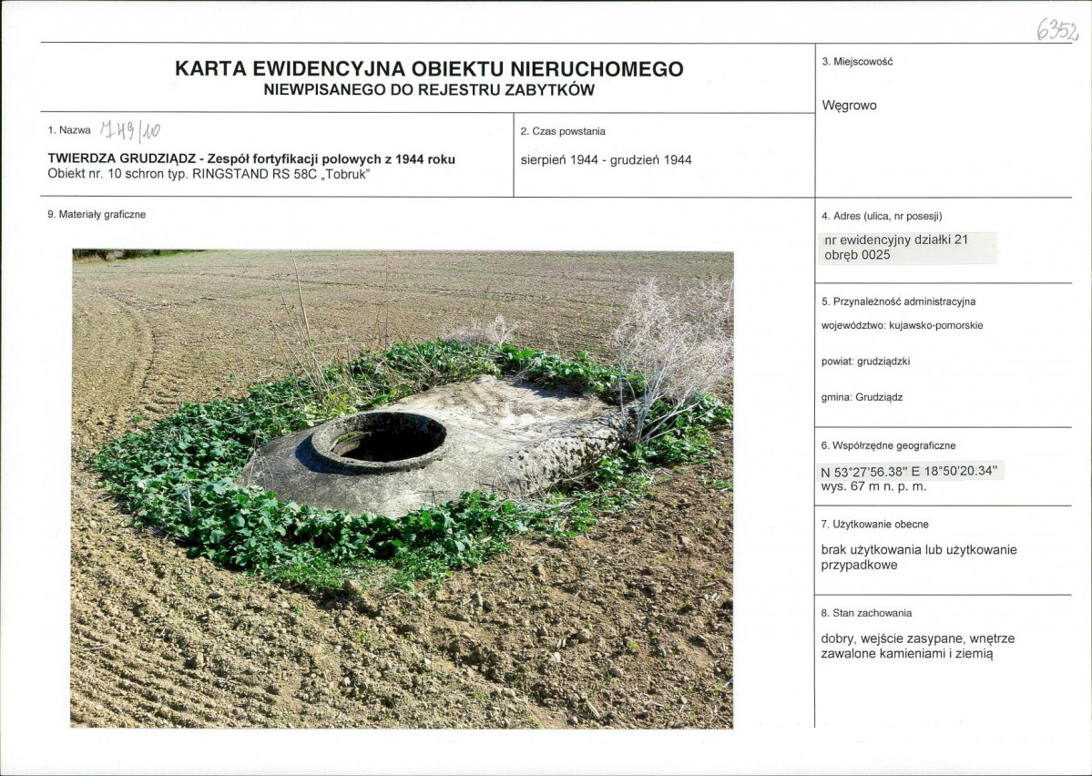 KEZN - Karta obiektu niewpisanego do rejestru, skan nr 1