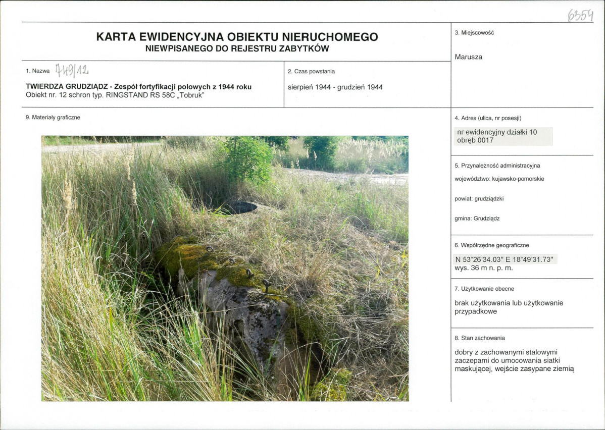 KEZN - Karta obiektu niewpisanego do rejestru, skan nr 1