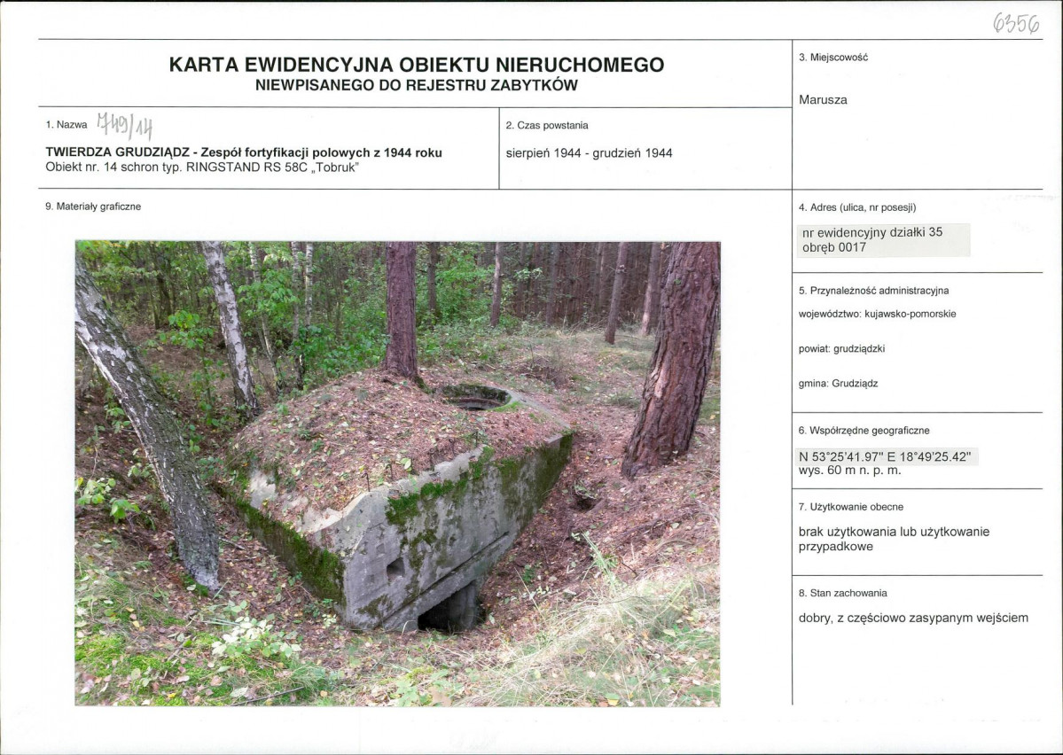 KEZN - Karta obiektu niewpisanego do rejestru, skan nr 1