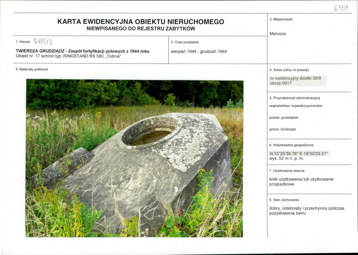 KEZN - Karta obiektu niewpisanego do rejestru, skan nr 1