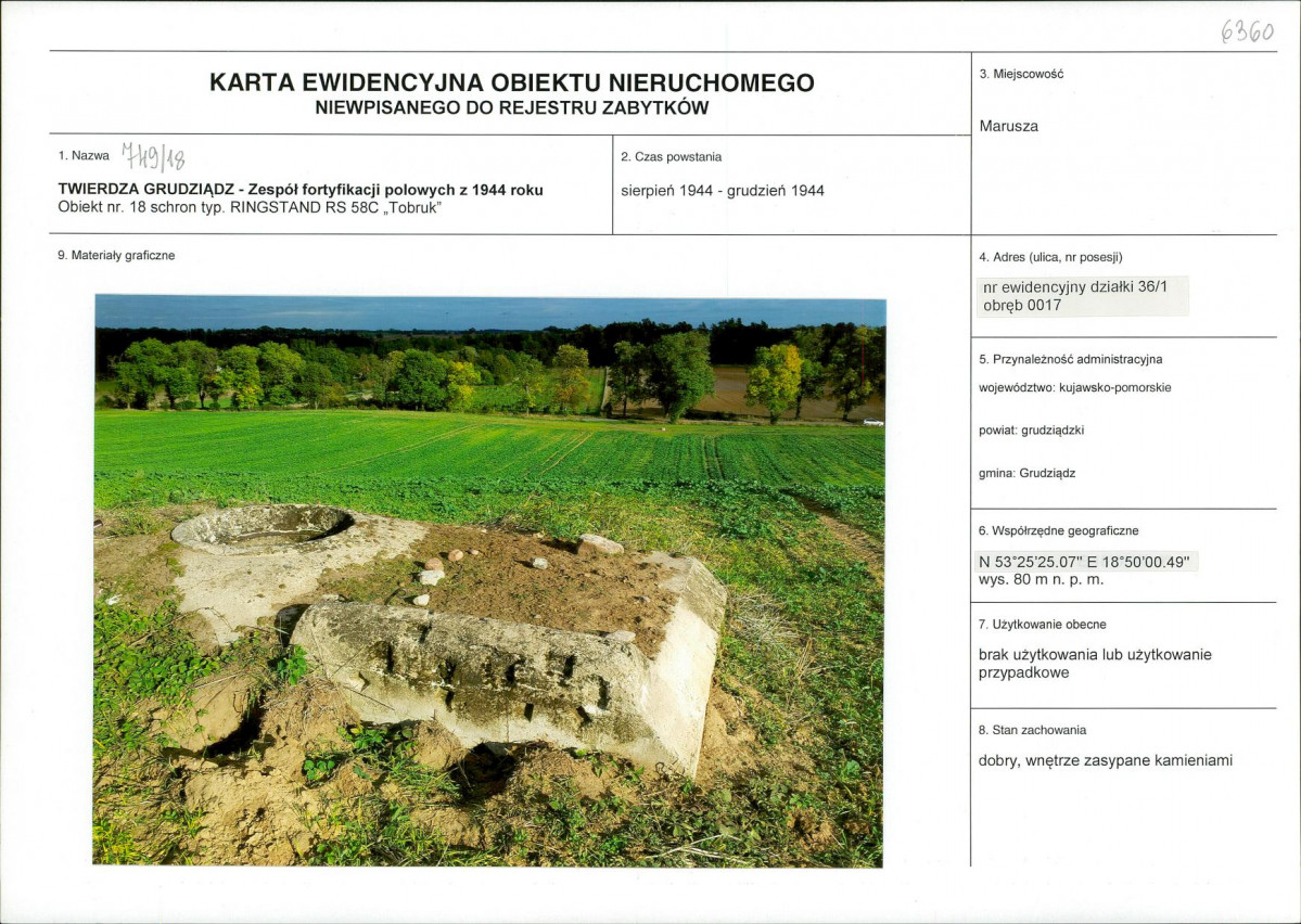KEZN - Karta obiektu niewpisanego do rejestru, skan nr 1