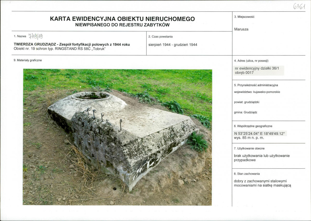 KEZN - Karta obiektu niewpisanego do rejestru, skan nr 1