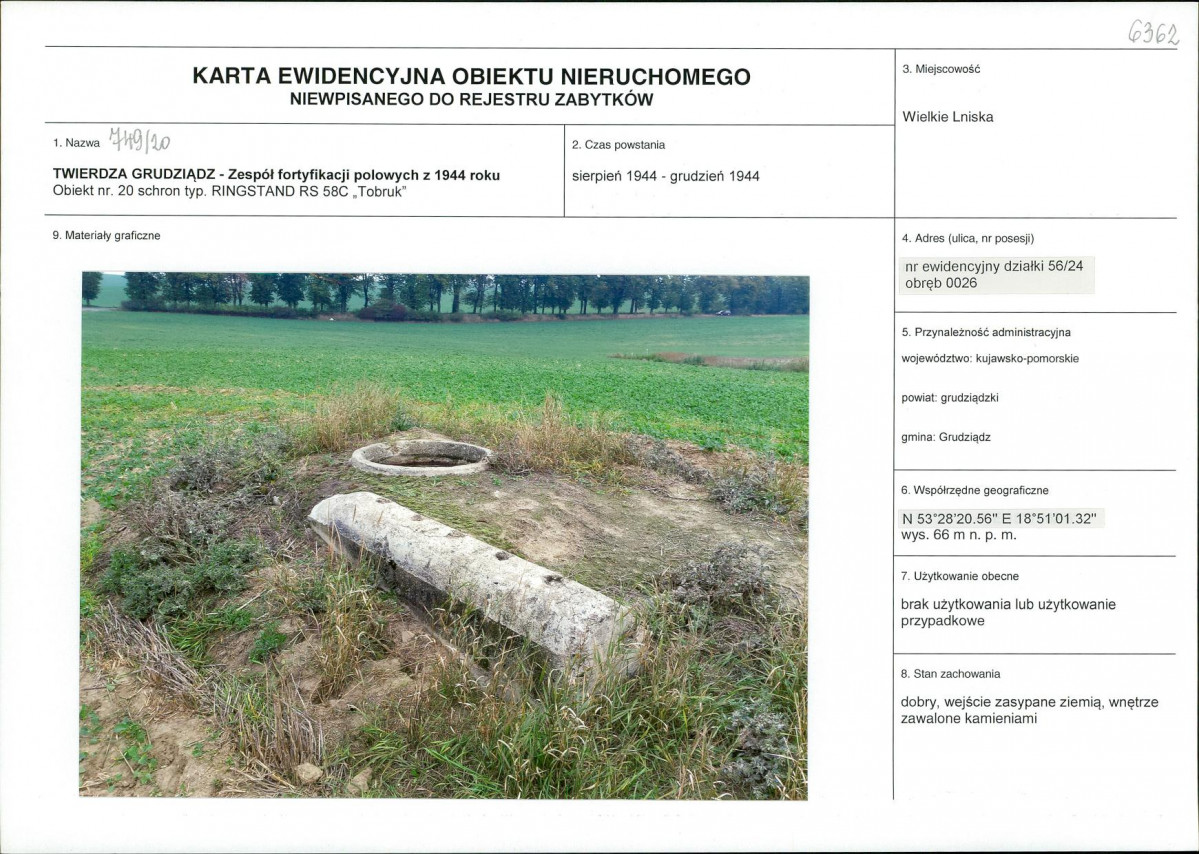 KEZN - Karta obiektu niewpisanego do rejestru, skan nr 1