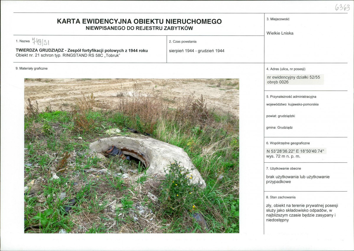 KEZN - Karta obiektu niewpisanego do rejestru, skan nr 1