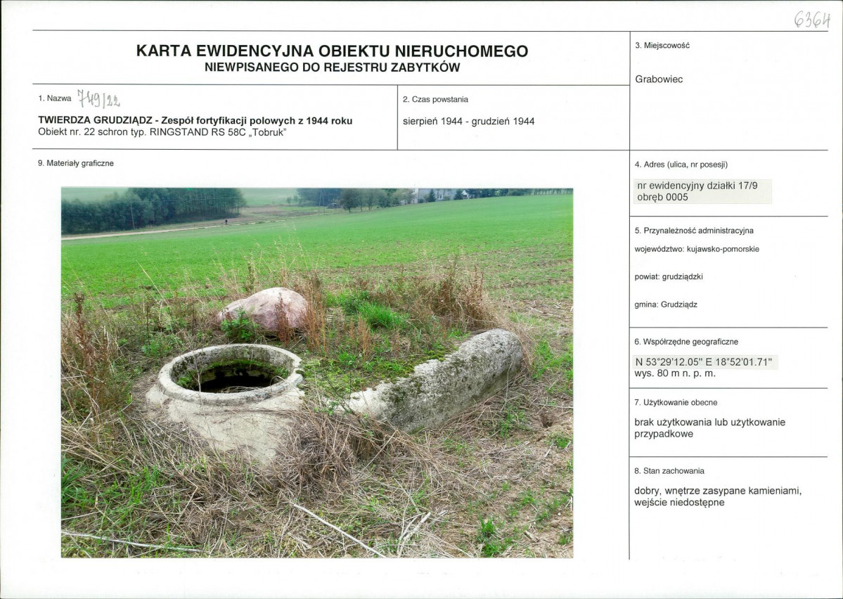 KEZN - Karta obiektu niewpisanego do rejestru, skan nr 1