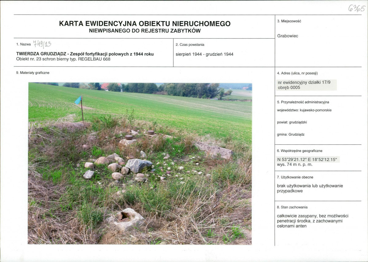 KEZN - Karta obiektu niewpisanego do rejestru, skan nr 1