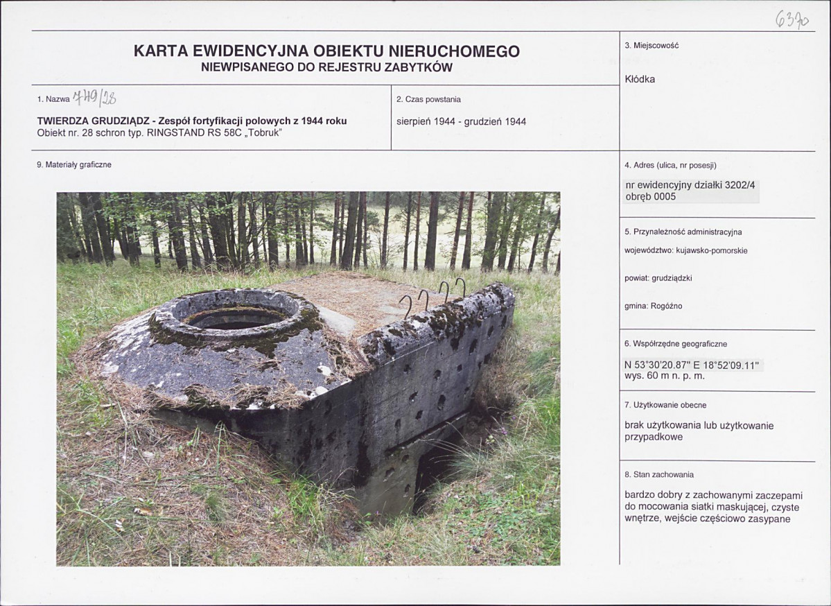 KEZN - Karta obiektu niewpisanego do rejestru, skan nr 1