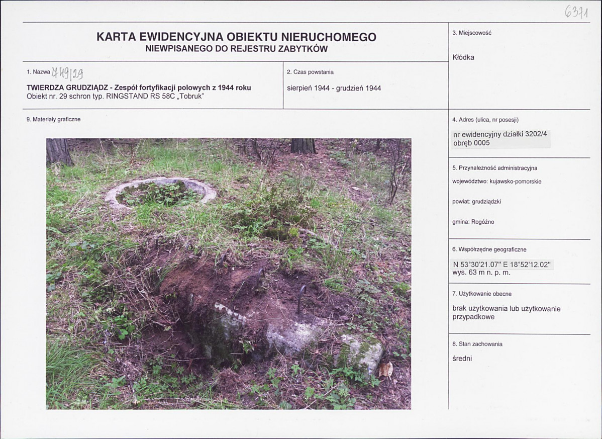 KEZN - Karta obiektu niewpisanego do rejestru, skan nr 1