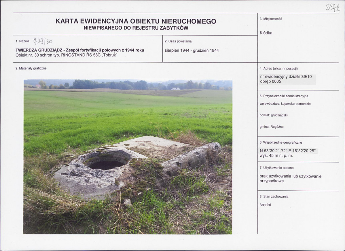 KEZN - Karta obiektu niewpisanego do rejestru, skan nr 1
