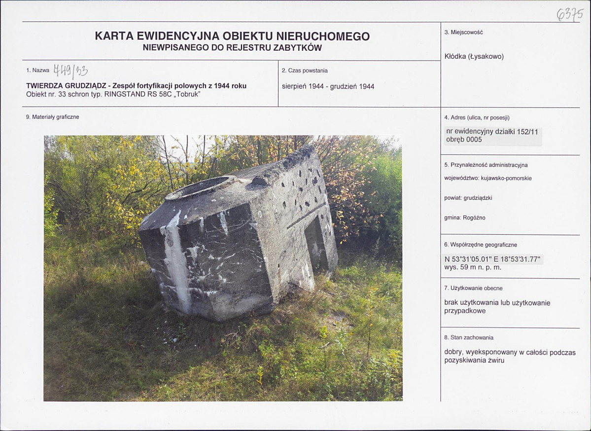KEZN - Karta obiektu niewpisanego do rejestru, skan nr 1