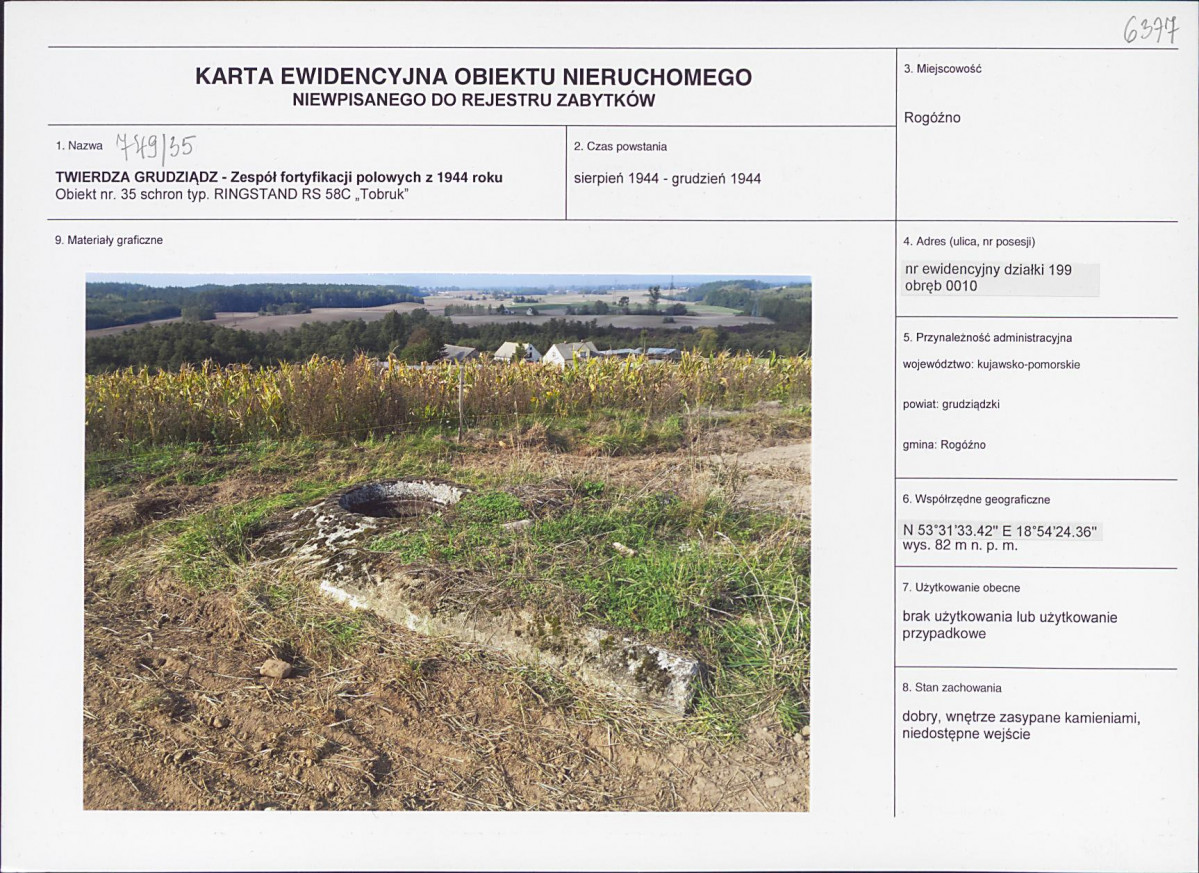 KEZN - Karta obiektu niewpisanego do rejestru, skan nr 1