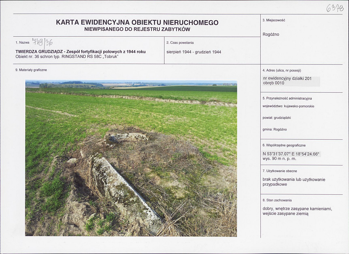 KEZN - Karta obiektu niewpisanego do rejestru, skan nr 1