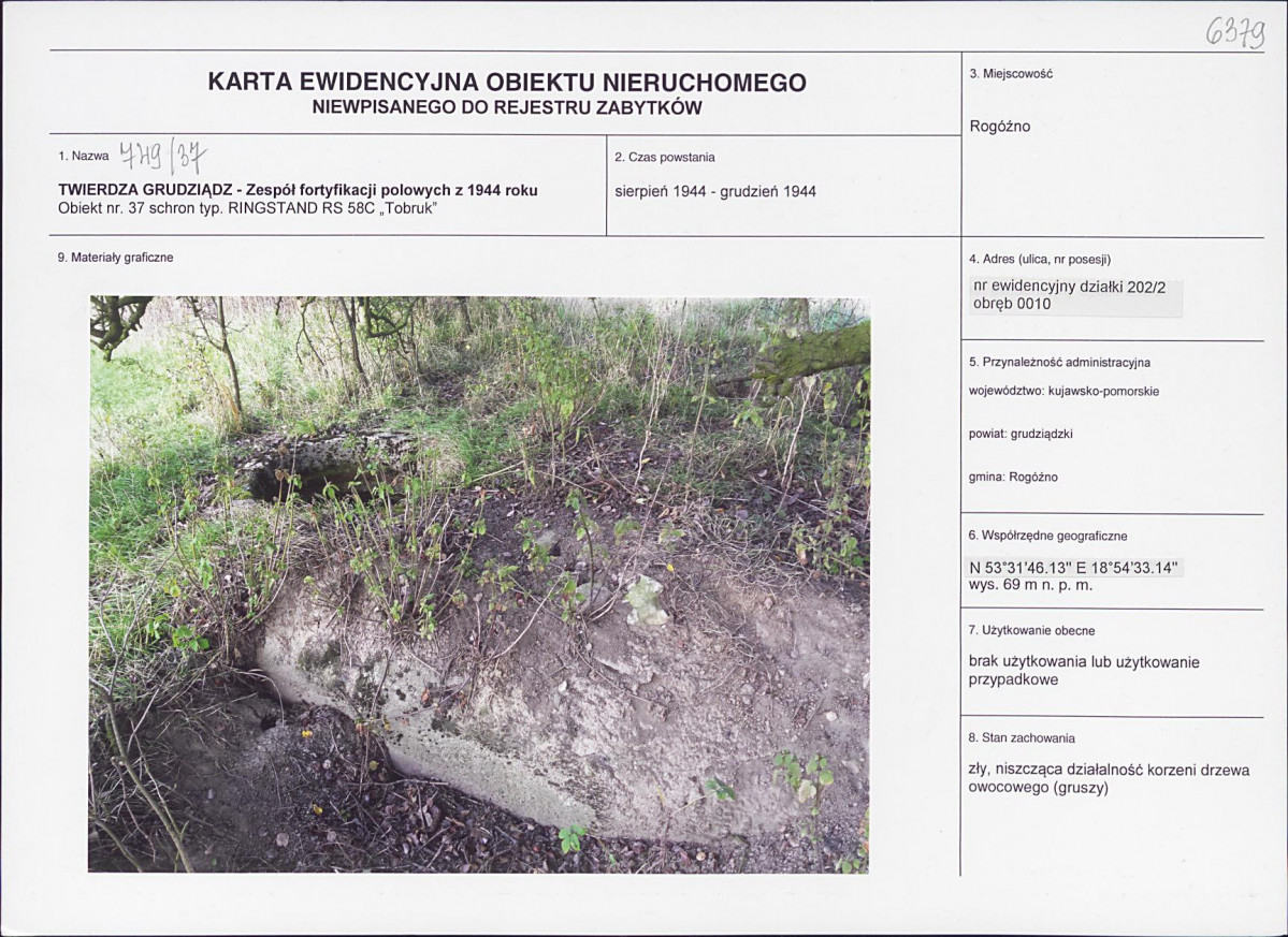 KEZN - Karta obiektu niewpisanego do rejestru, skan nr 1