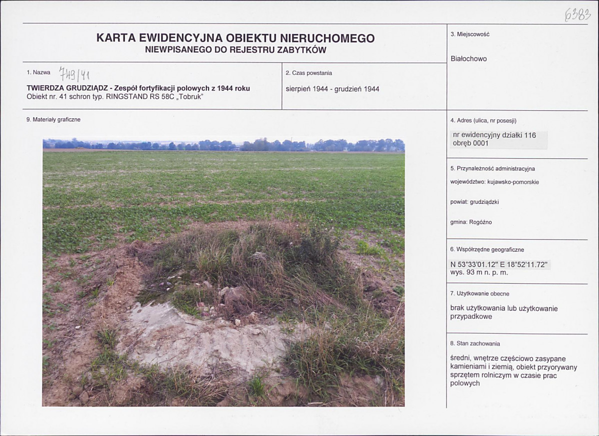KEZN - Karta obiektu niewpisanego do rejestru, skan nr 1