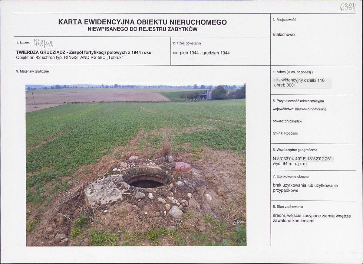 KEZN - Karta obiektu niewpisanego do rejestru, skan nr 1