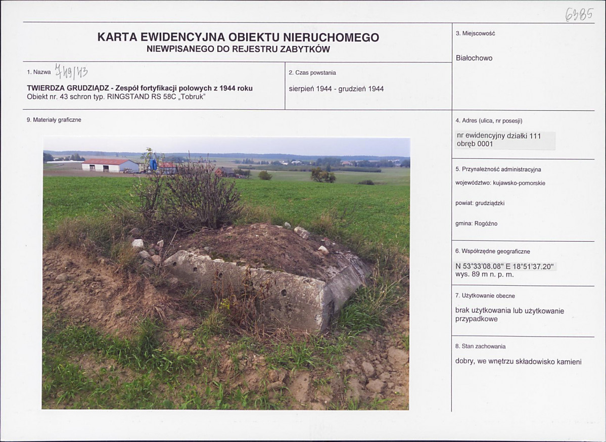 KEZN - Karta obiektu niewpisanego do rejestru, skan nr 1
