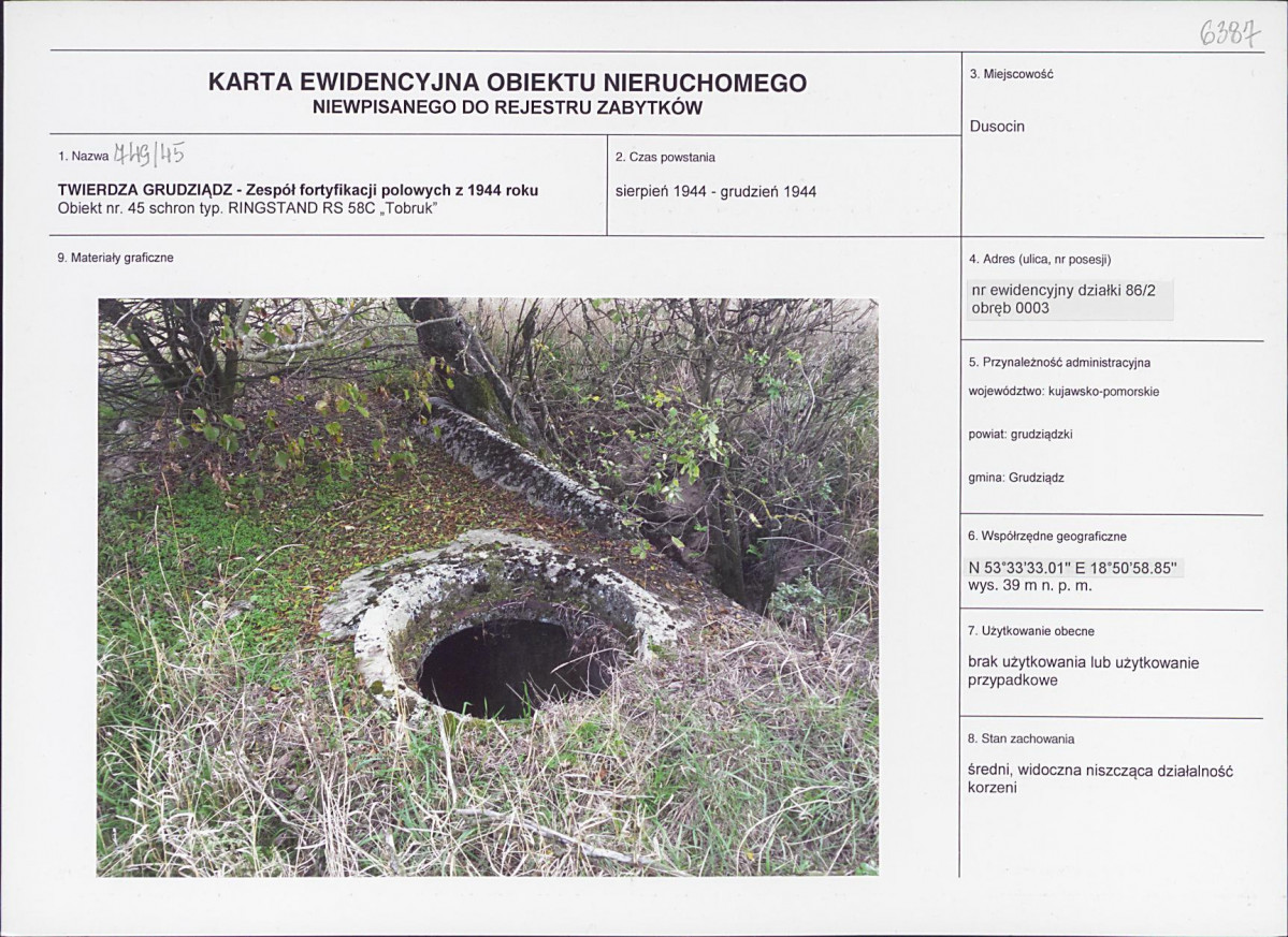KEZN - Karta obiektu niewpisanego do rejestru, skan nr 1