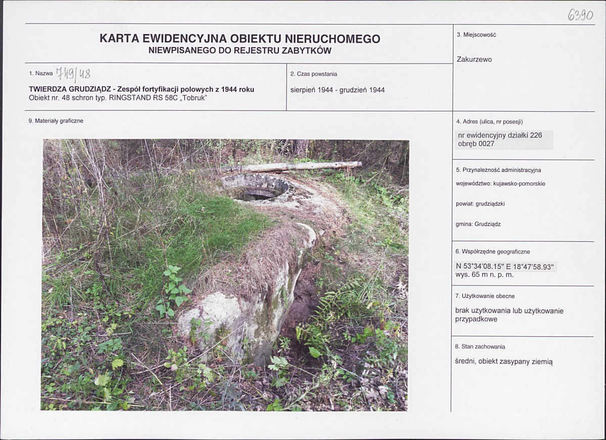 KEZN - Karta obiektu niewpisanego do rejestru, skan nr 1