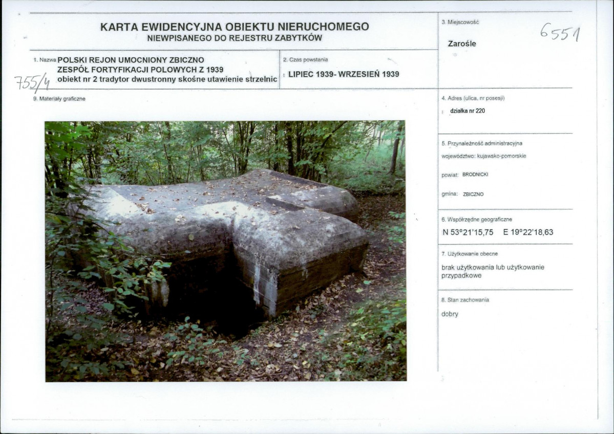 Karta obiektu niewpisanego do rejestru, skan nr 1