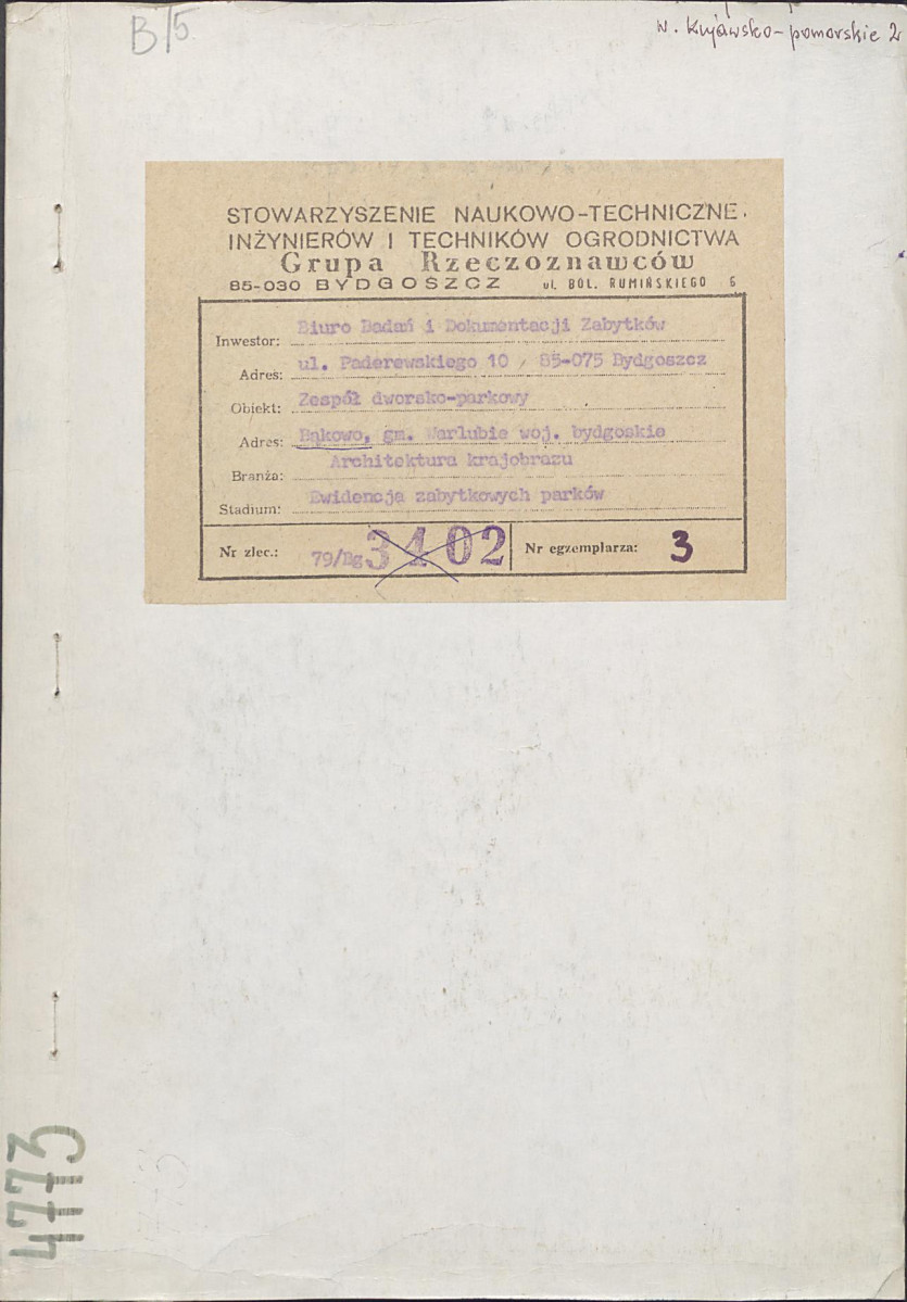 EP - Ewidencja parkowa, skan nr 1