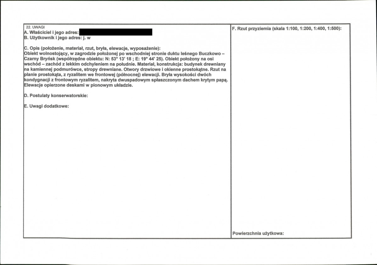 KEZN - Karta obiektu niewpisanego do rejestru, skan nr 2