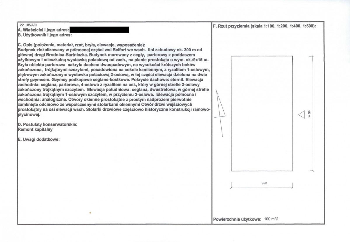 KEZN - Karta obiektu niewpisanego do rejestru, skan nr 2