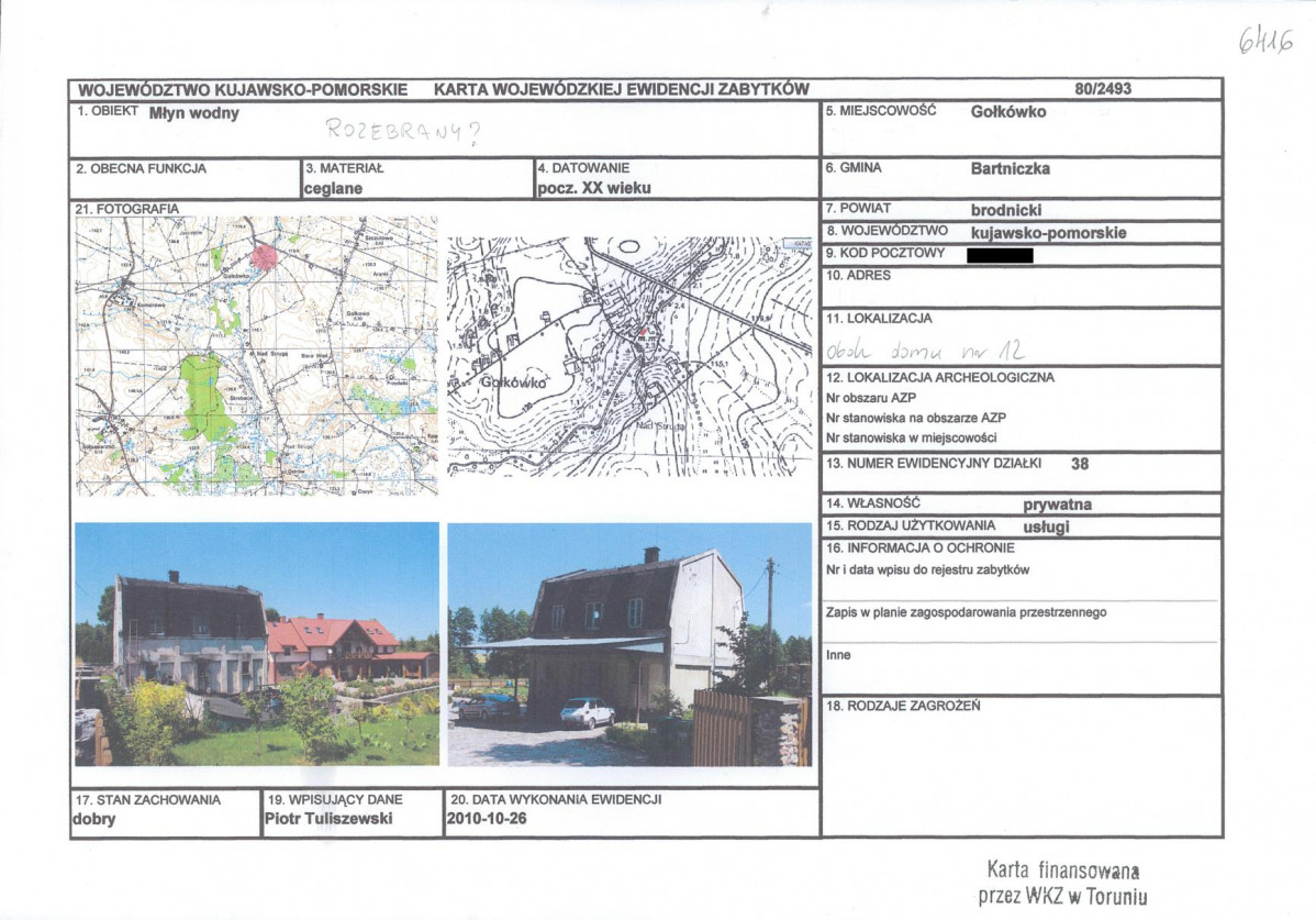 KEZN - Karta obiektu niewpisanego do rejestru, skan nr 1