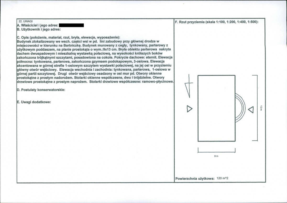 KEZN - Karta obiektu niewpisanego do rejestru, skan nr 2