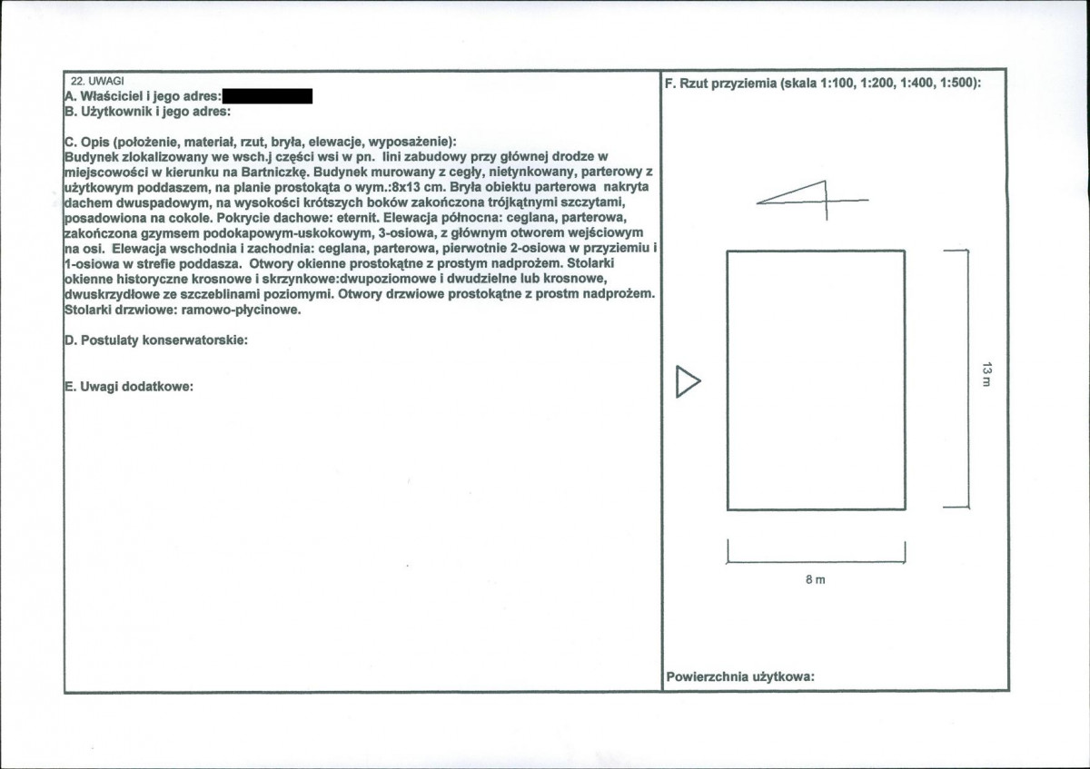 KEZN - Karta obiektu niewpisanego do rejestru, skan nr 2