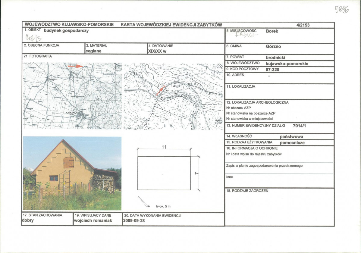 Karta obiektu niewpisanego do rejestru, skan nr 1