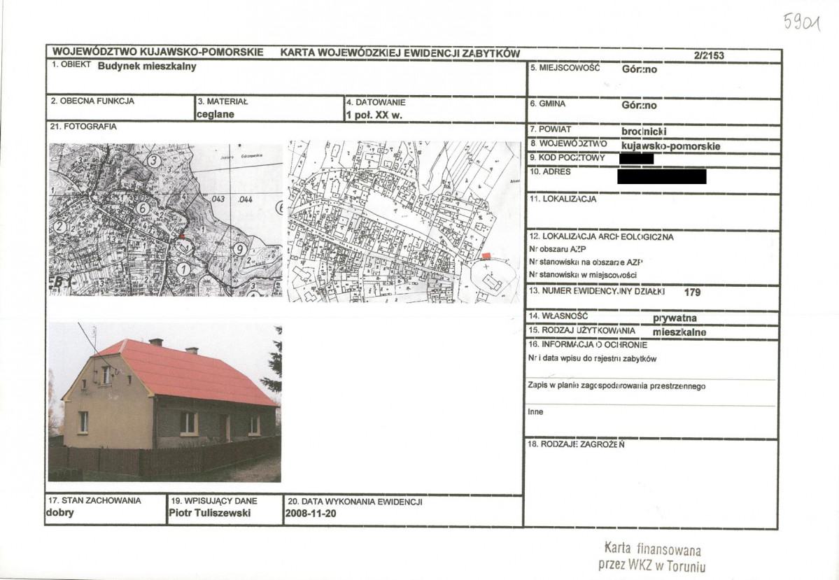 KEZN - Karta obiektu niewpisanego do rejestru, skan nr 1