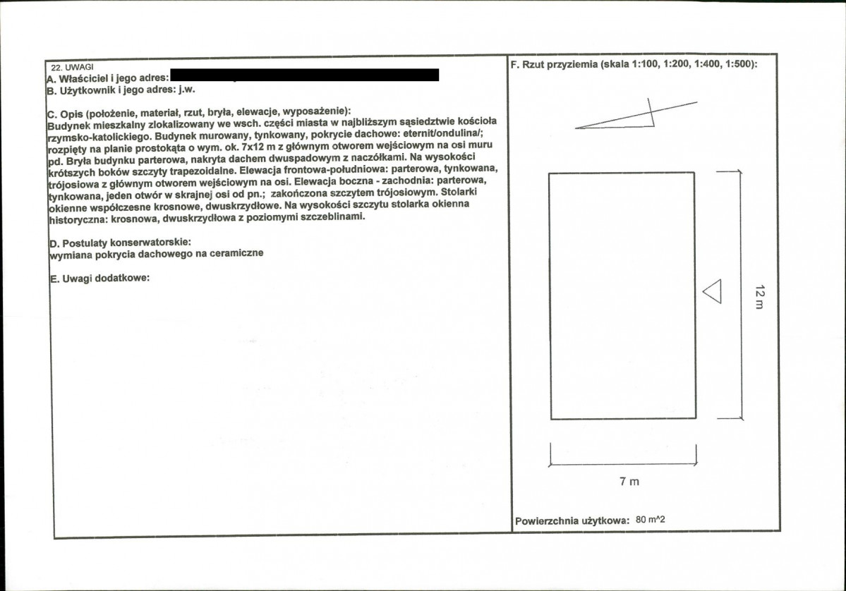KEZN - Karta obiektu niewpisanego do rejestru, skan nr 2