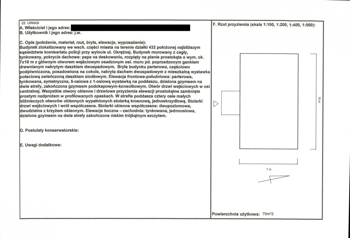 KEZN - Karta obiektu niewpisanego do rejestru, skan nr 2