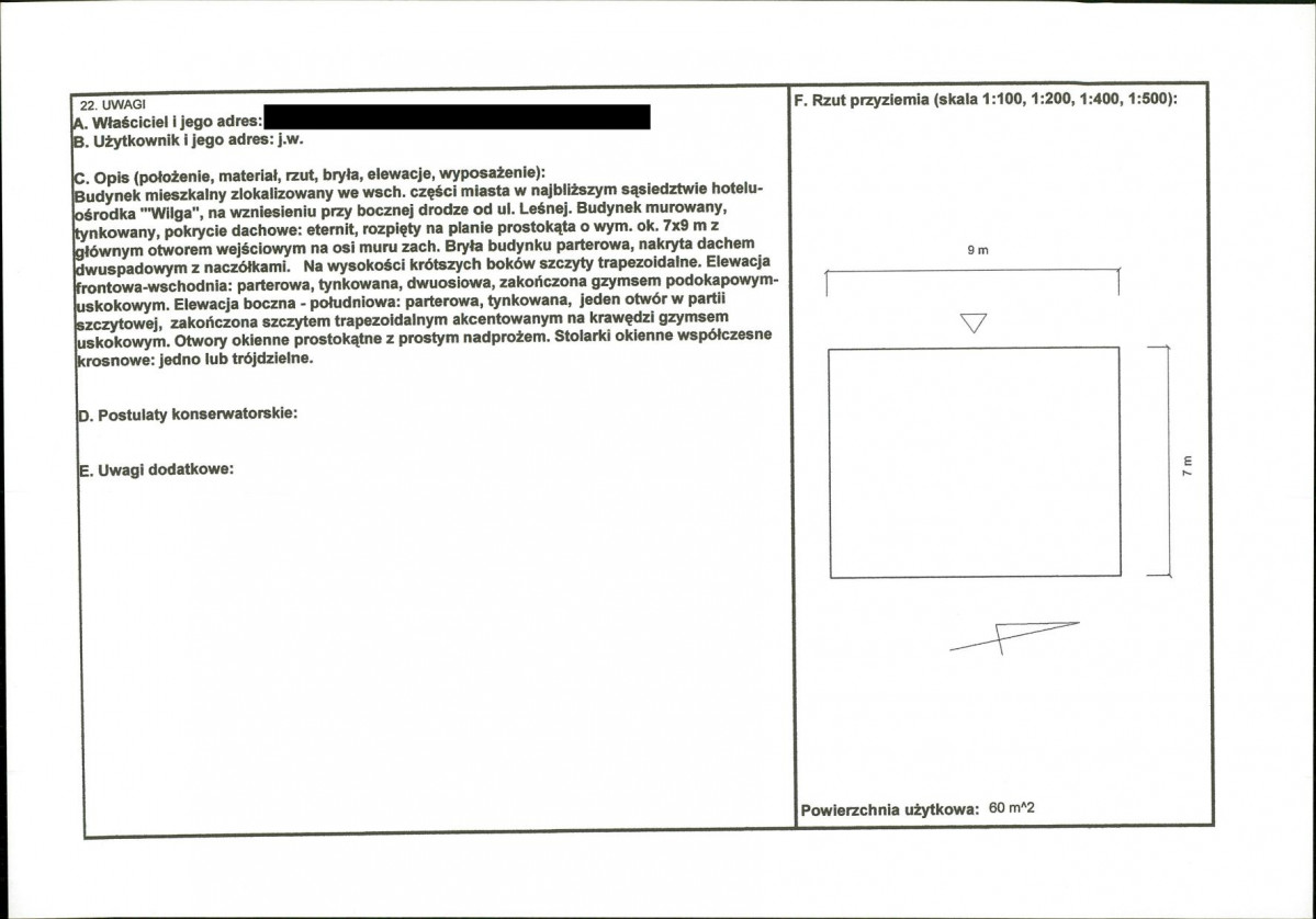 KEZN - Karta obiektu niewpisanego do rejestru, skan nr 2