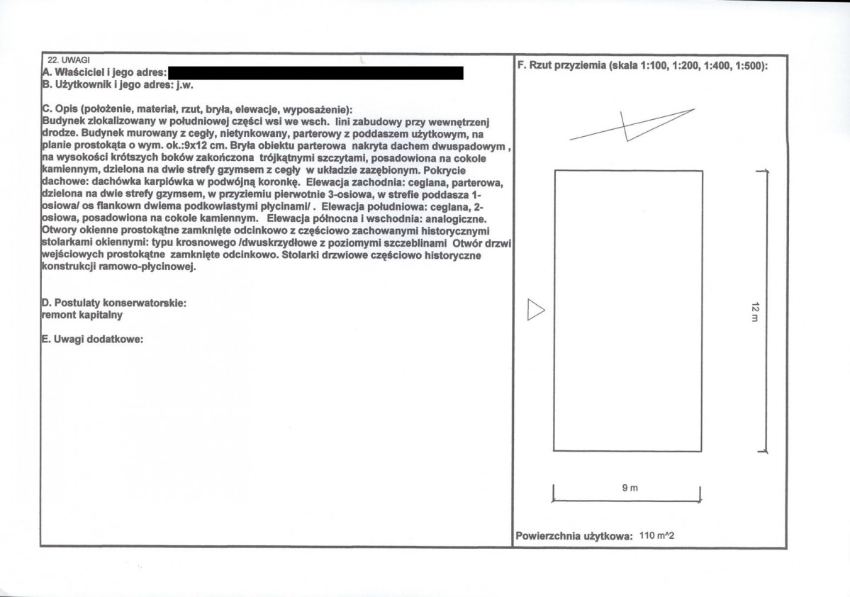 KEZN - Karta obiektu niewpisanego do rejestru, skan nr 2