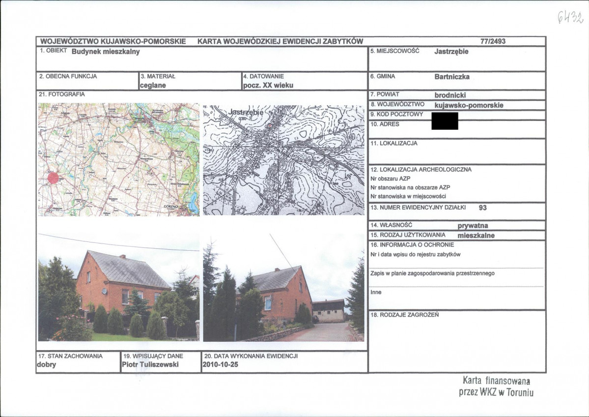 KEZN - Karta obiektu niewpisanego do rejestru, skan nr 1