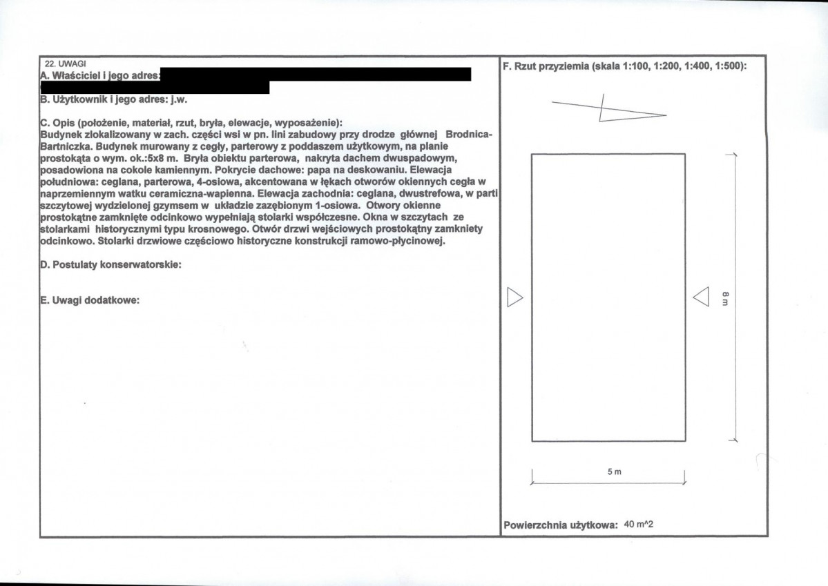 KEZN - Karta obiektu niewpisanego do rejestru, skan nr 2