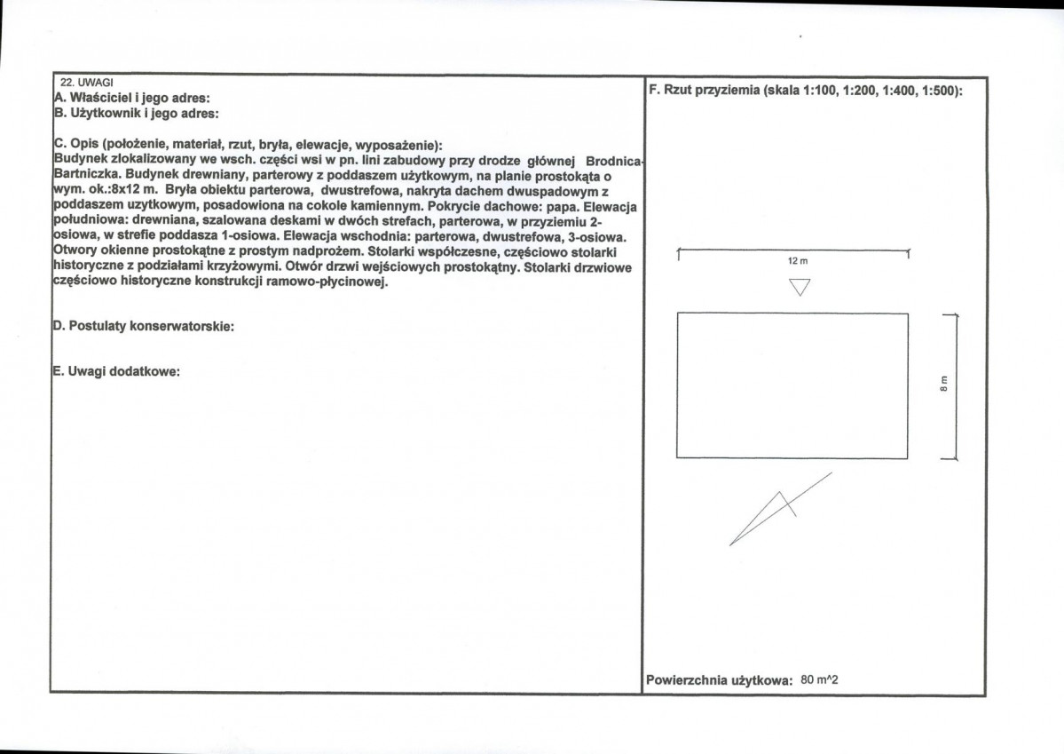 Karta obiektu niewpisanego do rejestru, skan nr 2